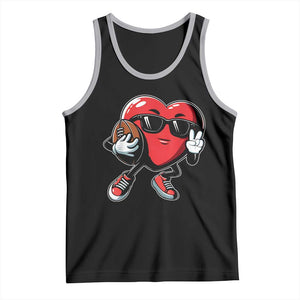 Valentines Day Heart Playing Football Tank Top Cute Gift for Sports Lovers TS02 Black Athletic Heather Print Your Wear