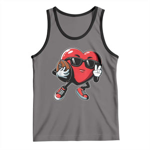 Valentines Day Heart Playing Football Tank Top Cute Gift for Sports Lovers TS02 Deep Heather Black Print Your Wear