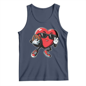 Valentines Day Heart Playing Football Tank Top Cute Gift for Sports Lovers TS02 Navy Print Your Wear