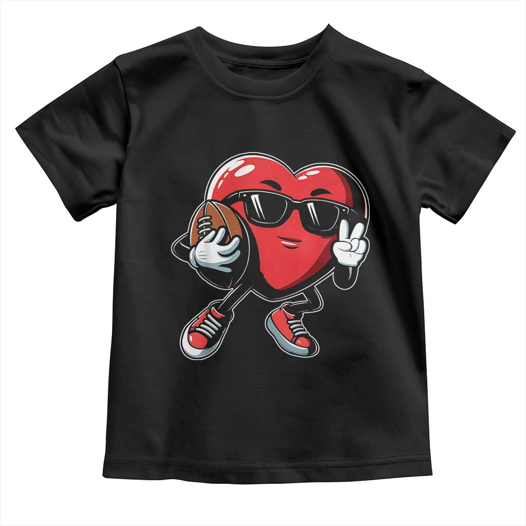 Valentines Day Heart Playing Football Toddler T Shirt Cute Gift for Sports Lovers TS02 Black Print Your Wear