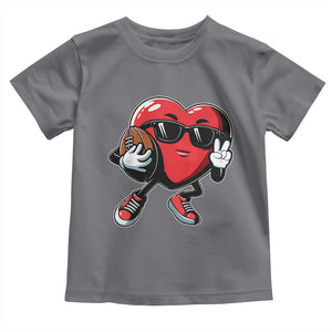 Valentines Day Heart Playing Football Toddler T Shirt Cute Gift for Sports Lovers TS02 Charcoal Print Your Wear