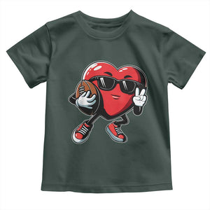 Valentines Day Heart Playing Football Toddler T Shirt Cute Gift for Sports Lovers TS02 Dark Forest Green Print Your Wear