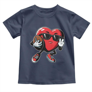 Valentines Day Heart Playing Football Toddler T Shirt Cute Gift for Sports Lovers TS02 Navy Print Your Wear