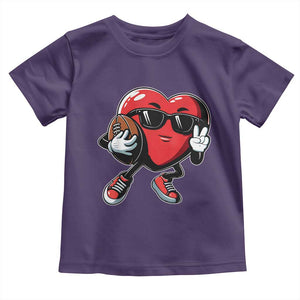 Valentines Day Heart Playing Football Toddler T Shirt Cute Gift for Sports Lovers TS02 Purple Print Your Wear