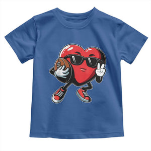 Valentines Day Heart Playing Football Toddler T Shirt Cute Gift for Sports Lovers TS02 Royal Blue Print Your Wear