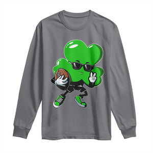 St Patricks Day Shamrock Playing Football Long Sleeve Shirt Cute Gift for Sports Lovers TS02 Charcoal Print Your Wear