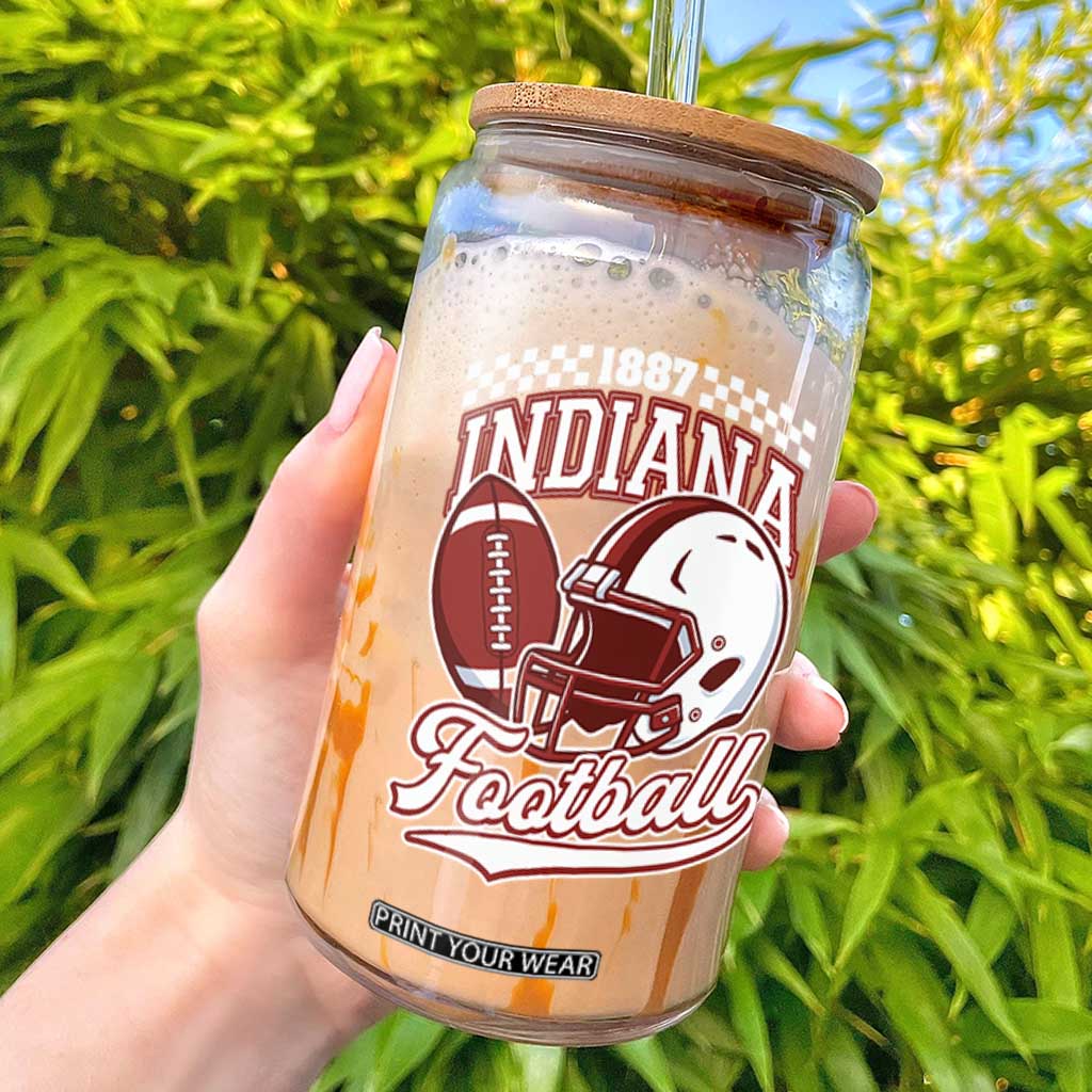 Indiana Pride Football Lover Glass Can Retro IN for Sport Fans TS02 Black Print Your Wear