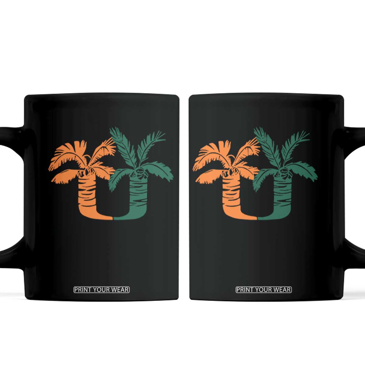 Vintage Classic 90s Miami Palm Trees UM Coffee Mug Tropical Game Day Football Fan TS02 Black Print Your Wear