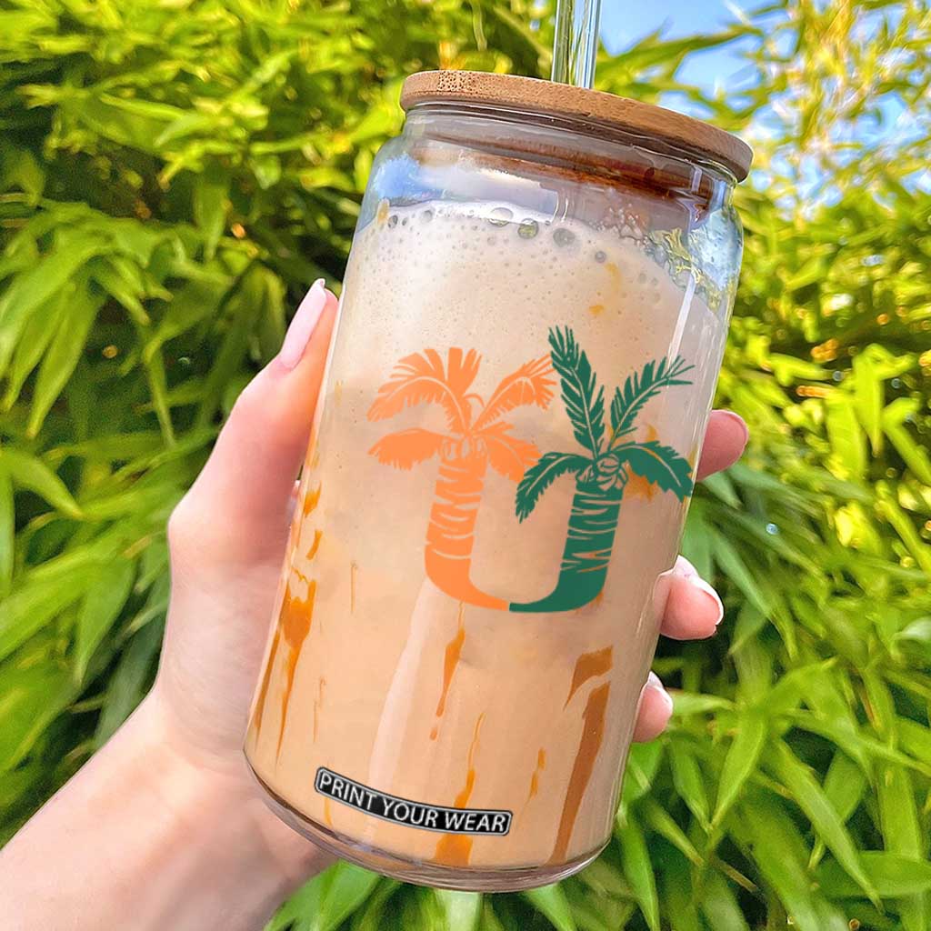 Vintage Classic 90s Miami Palm Trees UM Glass Can Tropical Game Day Football Fan TS02 Black Print Your Wear