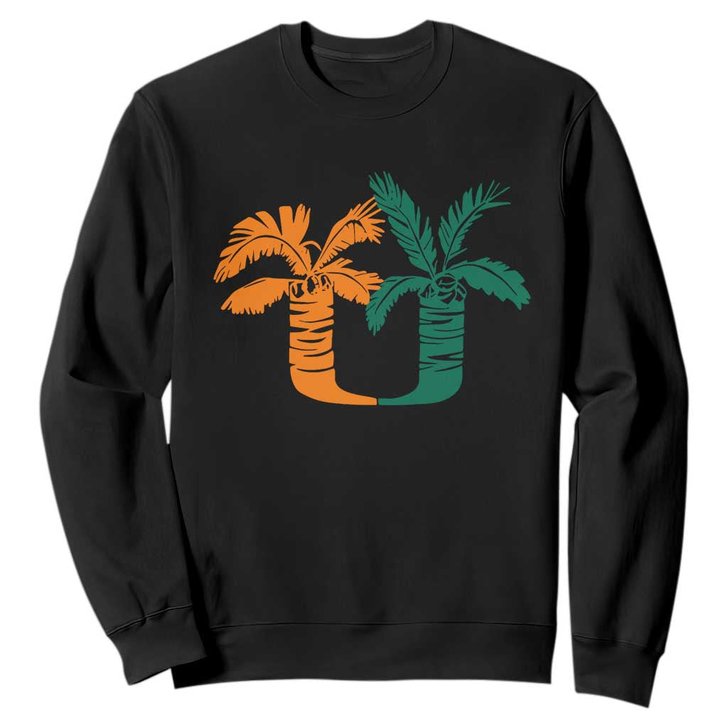 Vintage Classic 90s Miami Palm Trees UM Sweatshirt Tropical Game Day Football Fan TS02 Black Print Your Wear