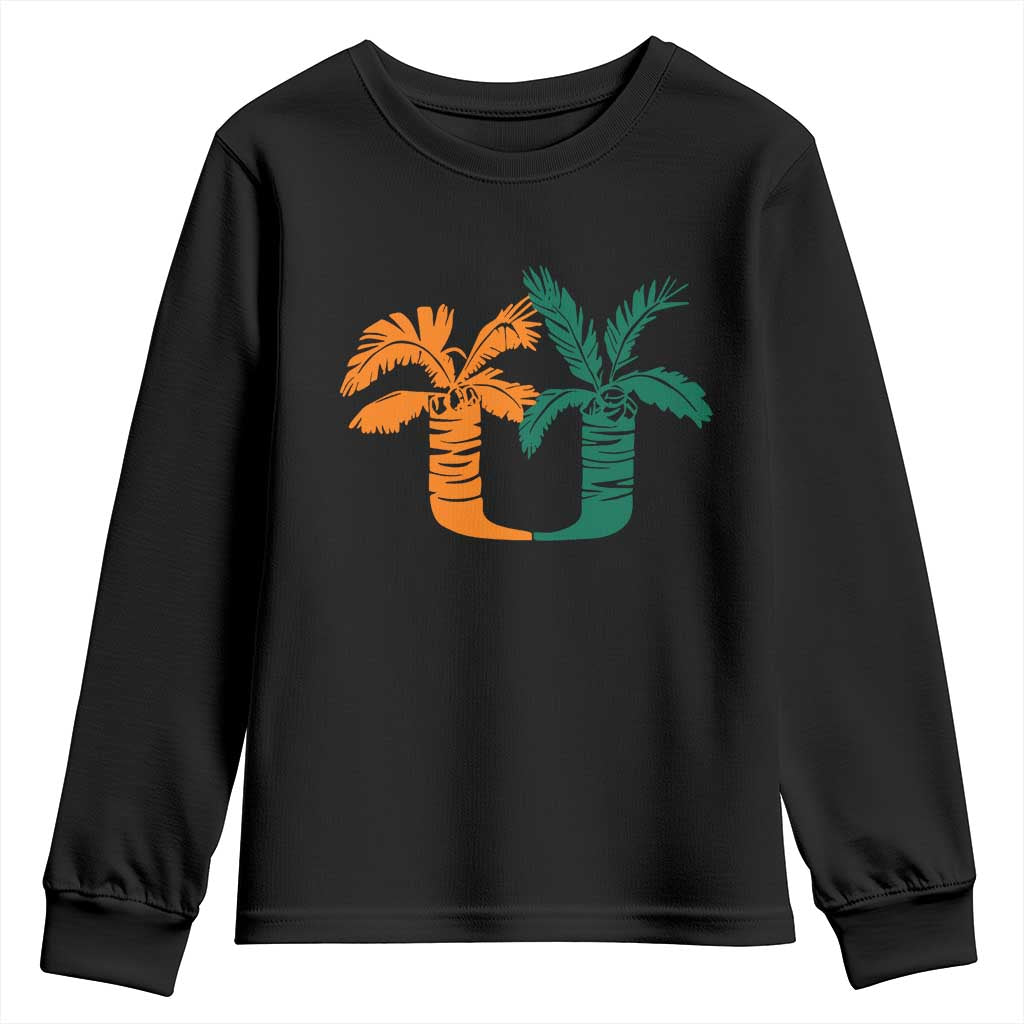 Vintage Classic 90s Miami Palm Trees UM Youth Sweatshirt Tropical Game Day Football Fan TS02 Black Print Your Wear
