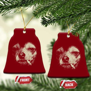Funny Chihuahua Smoking Cigarette Meme Ceramic Ornament Gritty Ironic Dog Graphic for Dark Humor Lovers TS02 Print Your Wear