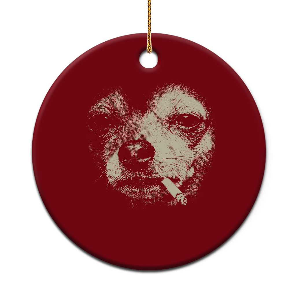 Funny Chihuahua Smoking Cigarette Meme Ceramic Ornament Gritty Ironic Dog Graphic for Dark Humor Lovers TS02 1pc Red Print Your Wear