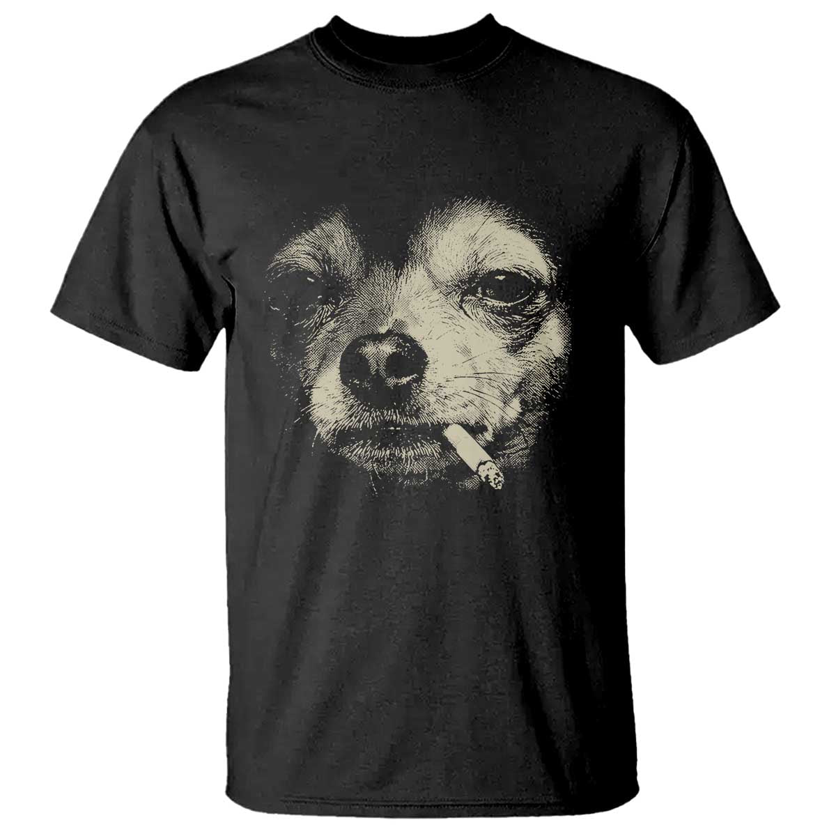 Funny Chihuahua Smoking Cigarette Meme T Shirt - Gritty Ironic Dog Graphic Dark Humor Tee TS02 Black Print Your Wear