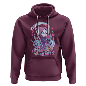 Funny Valentine Hoodie I Steal Hearts Grim Reaper TS02 Maroon Printyourwear