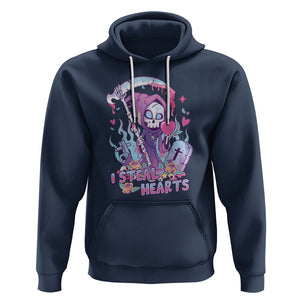 Funny Valentine Hoodie I Steal Hearts Grim Reaper TS02 Navy Printyourwear