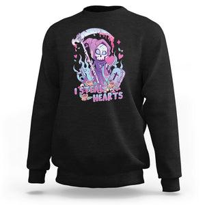 Funny Valentine Sweatshirt I Steal Hearts Grim Reaper TS02 Black Printyourwear