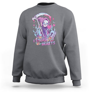 Funny Valentine Sweatshirt I Steal Hearts Grim Reaper TS02 Charcoal Printyourwear