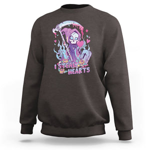 Funny Valentine Sweatshirt I Steal Hearts Grim Reaper TS02 Dark Chocolate Printyourwear