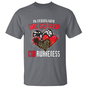 CHD Awareness T Shirt In February We Go Red Support Heart Disease Warrior TS02 Charcoal Printyourwear