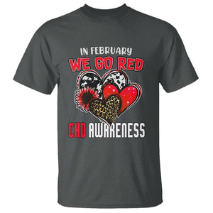 CHD Awareness T Shirt In February We Go Red Support Heart Disease Warrior TS02 Dark Heather Printyourwear