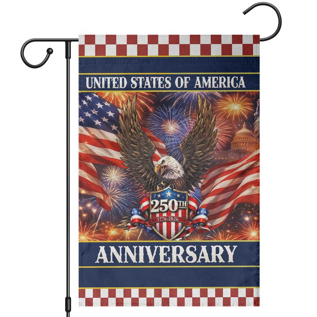 United States of America 250th Anniversary Garden Flag USA 1776 2026 Patriotic Eagle Fireworks TS02 Multicolor Print Your Wear