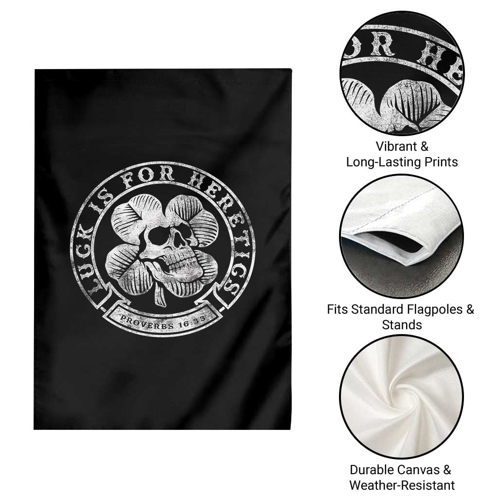 Lucky Is For Heretics Skull Shamrock Garden Flag Proverbs 16:33 Christian St Patricks Day Statement TS02 Print Your Wear