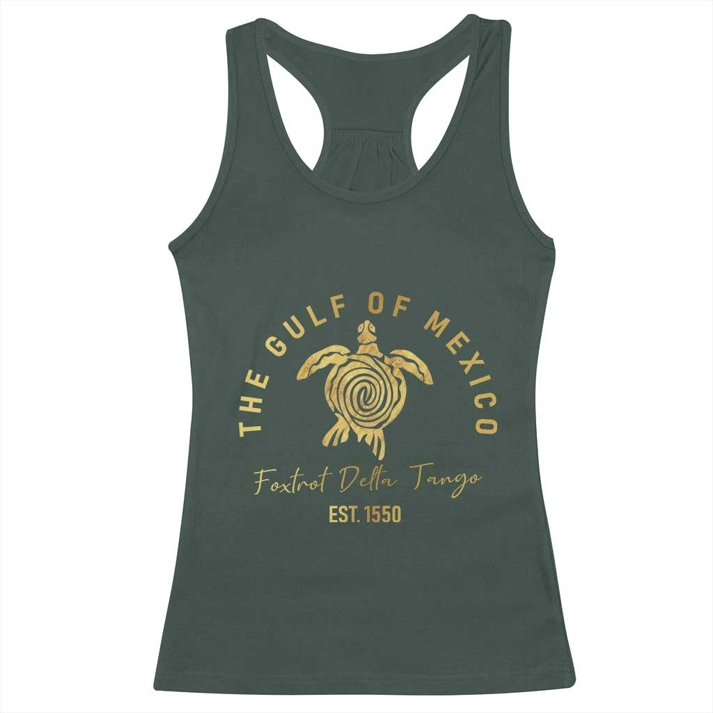 Gulf Of Mexico Turtle Racerback Tank Top Foxtrots Deltas Tangos TS02 Dark Forest Green Print Your Wear