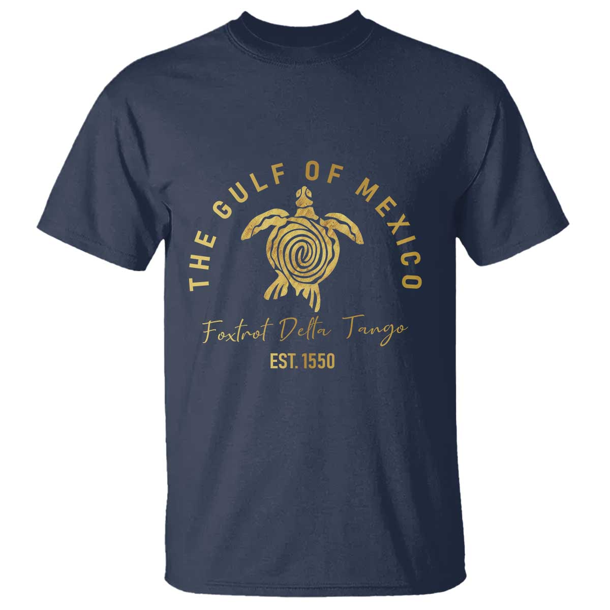 Gulf Of Mexico Turtle T Shirt Foxtrots Deltas Tangos TS02 Navy Print Your Wear