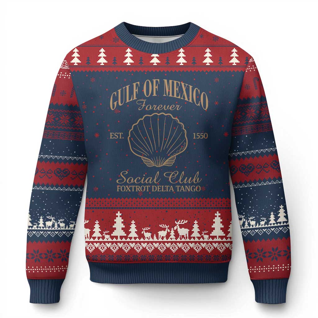 Gulf Of Mexico Ugly Christmas Sweater Foxtrot Delta Tango FDT Resist TS02 Navy Red Print Your Wear