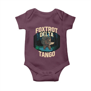 Foxtrots Deltas Tangos Funny Bear Resist Baby Onesie Protect Our National Parks TS02 Maroon Print Your Wear