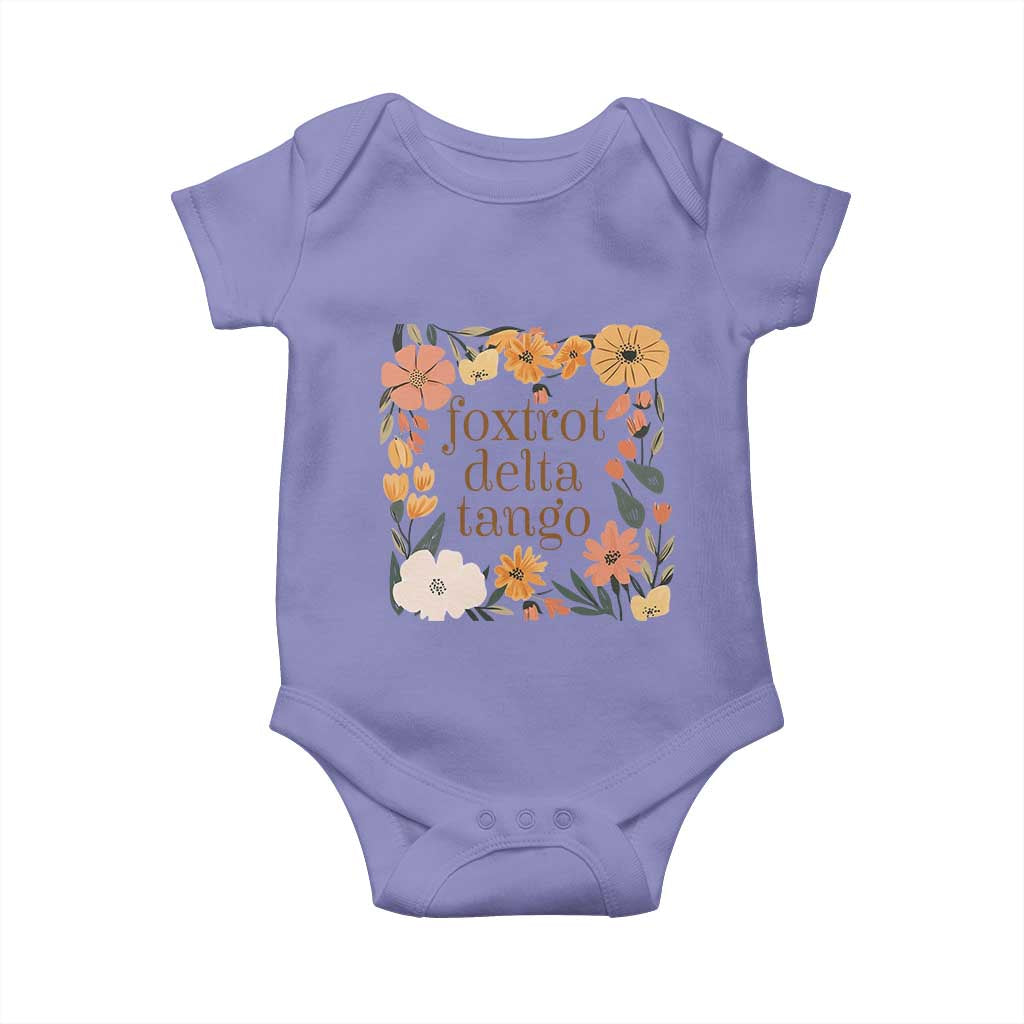 Foxtrots Deltas Tangos Boho Floral Baby Onesie Funny Offensive TS02 Violet Print Your Wear