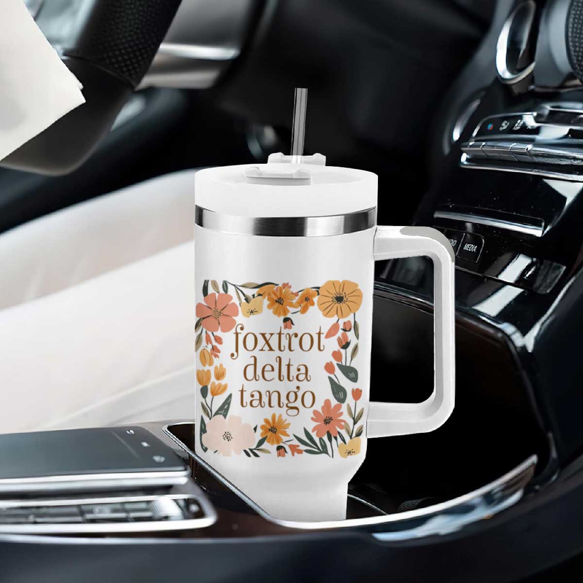 Foxtrots Deltas Tangos Boho Floral Tumbler With Handle Funny Offensive TS02 Print Your Wear