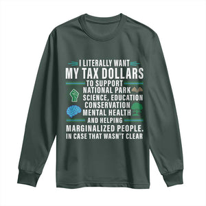 I Literally Want My Tax Dollars To Support National Parks Long Sleeve Shirt In Case That Wasn't Clear TS02 Dark Forest Green Print Your Wear