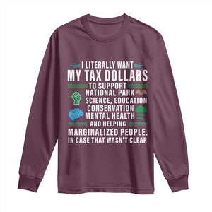 I Literally Want My Tax Dollars To Support National Parks Long Sleeve Shirt In Case That Wasn't Clear TS02 Maroon Print Your Wear