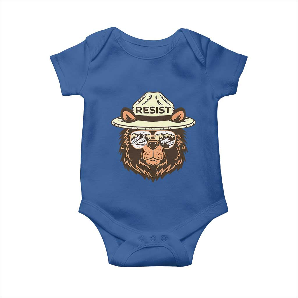 Resist Bear Retro Vintage Baby Onesie TS02 Royal Blue Print Your Wear