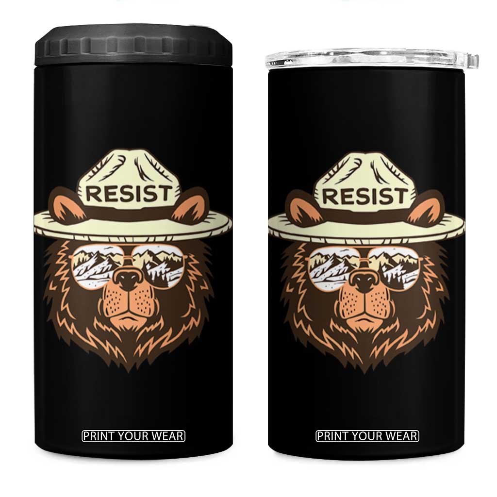 Resist Bear Retro Vintage 4 in 1 Can Cooler Tumbler TS02 One Size: 16 oz Black Print Your Wear