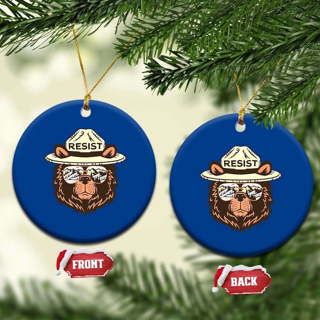 Resist Bear Retro Vintage Ceramic Ornament TS02 1pc Blue Print Your Wear