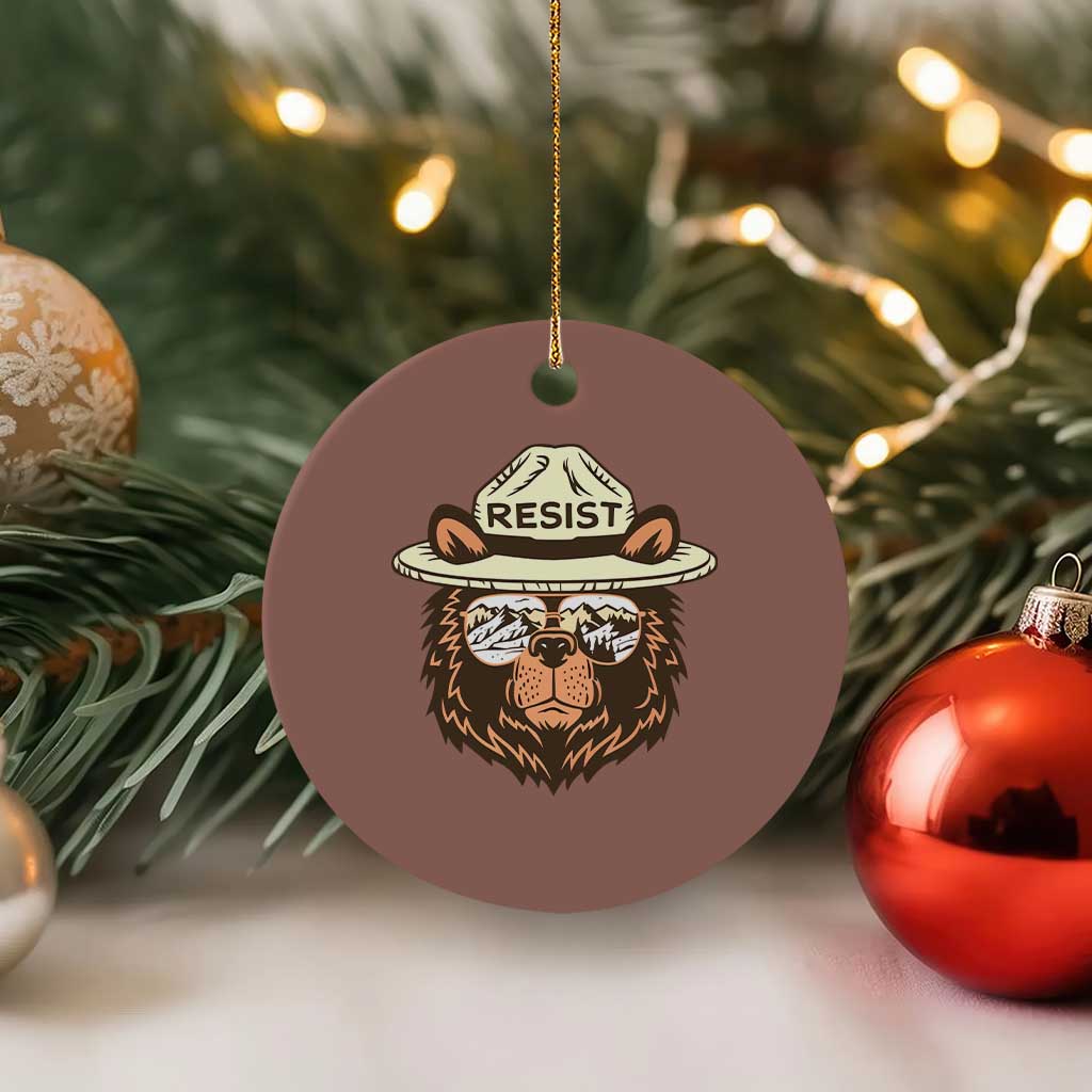 Resist Bear Retro Vintage Ceramic Ornament TS02 1pc Mocha Print Your Wear