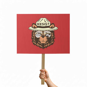 Resist Bear Retro Vintage Protest Sign TS02 Horizontal 18" × 24" Red Print Your Wear