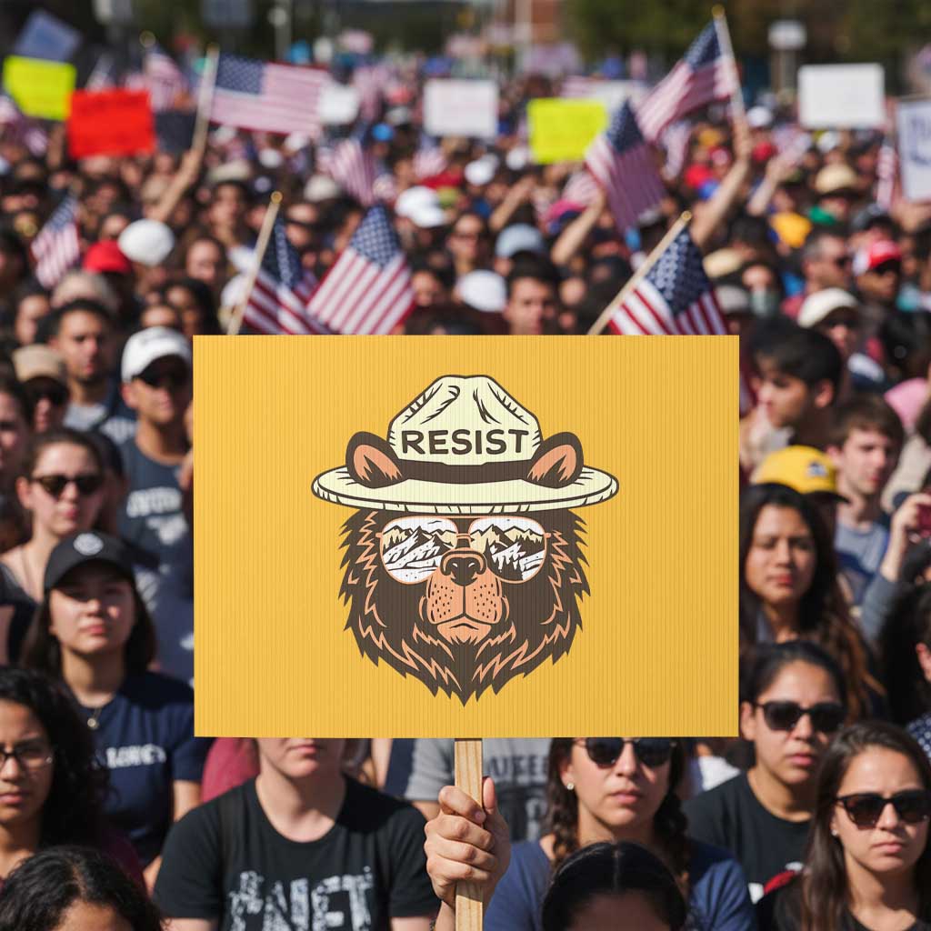 Resist Bear Retro Vintage Protest Sign TS02 Horizontal 18