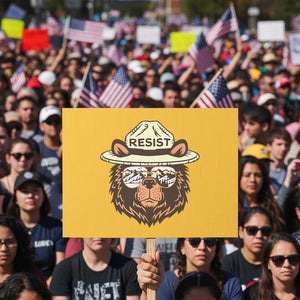 Resist Bear Retro Vintage Protest Sign TS02 Horizontal 18" × 24" Yellow Print Your Wear