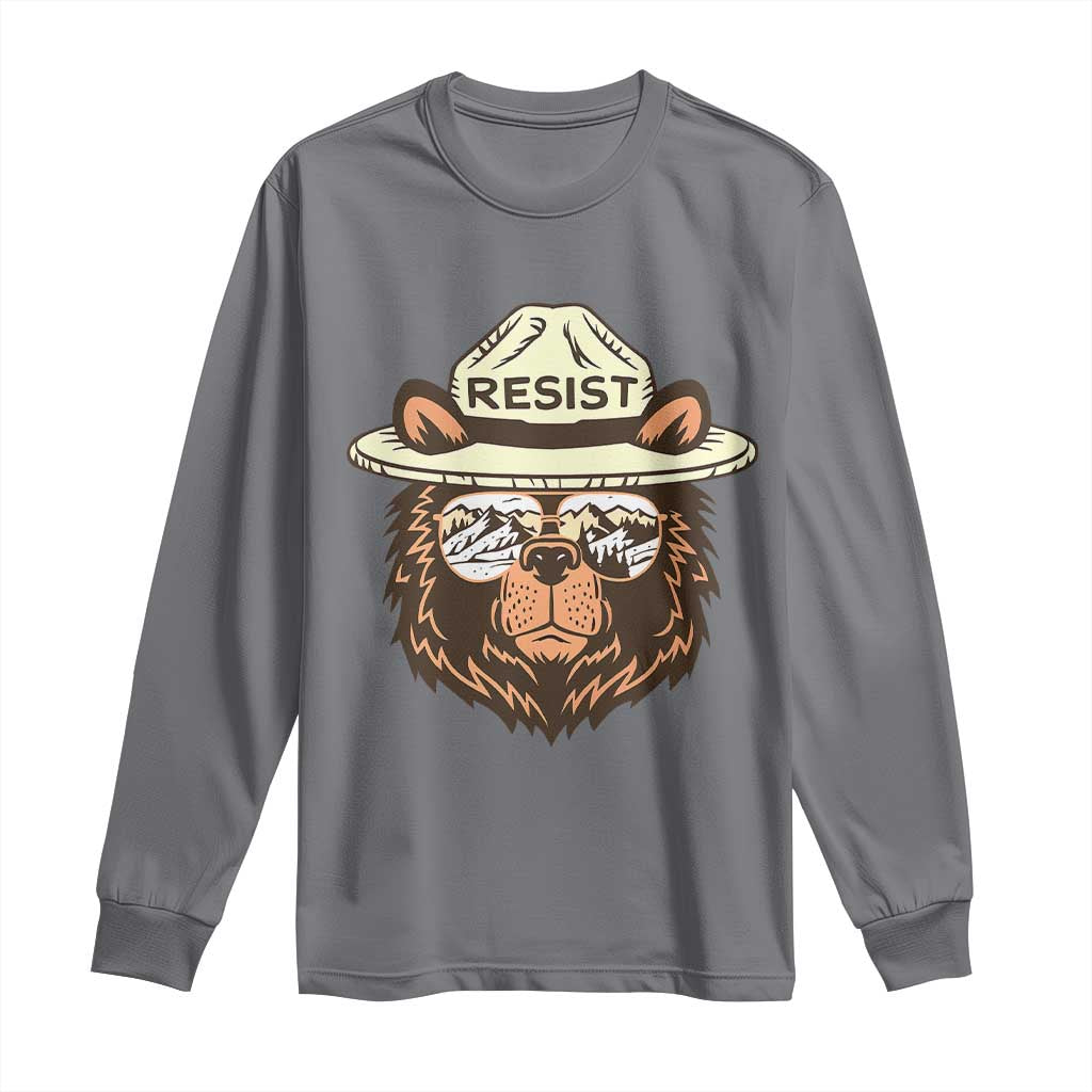 Resist Bear Retro Vintage Long Sleeve Shirt TS02 Charcoal Print Your Wear