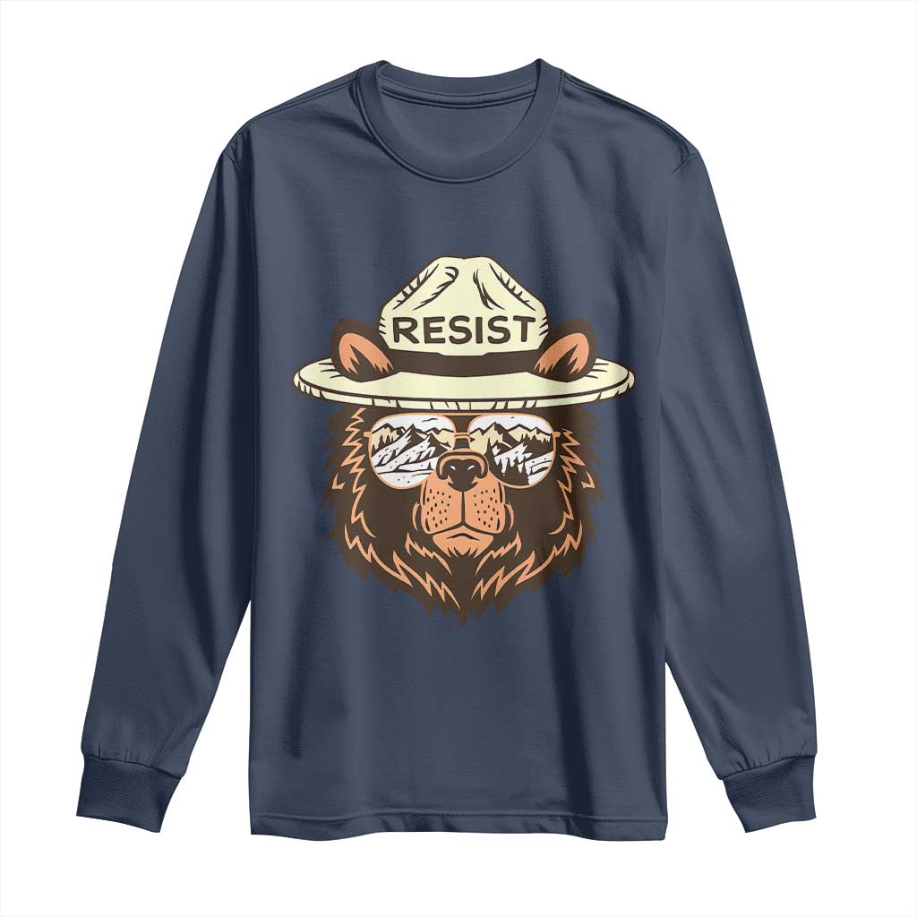 Resist Bear Retro Vintage Long Sleeve Shirt TS02 Navy Print Your Wear