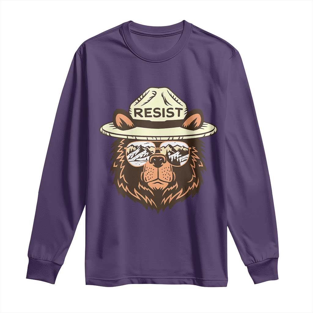 Resist Bear Retro Vintage Long Sleeve Shirt TS02 Purple Print Your Wear