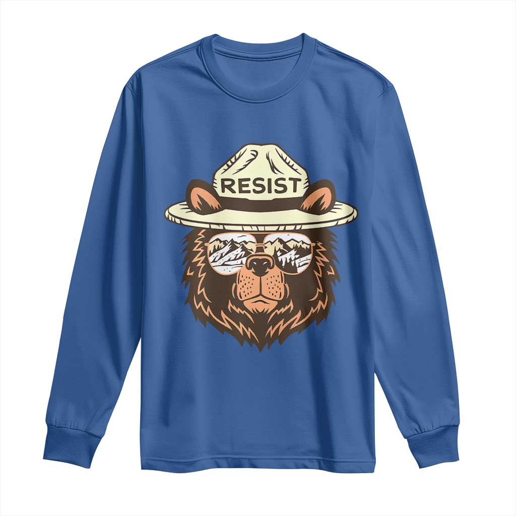 Resist Bear Retro Vintage Long Sleeve Shirt TS02 Royal Blue Print Your Wear