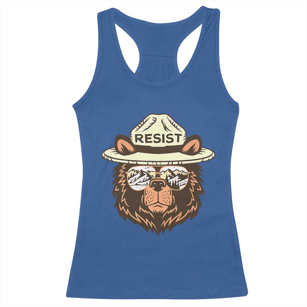 Resist Bear Retro Vintage Racerback Tank Top TS02 Royal Blue Print Your Wear