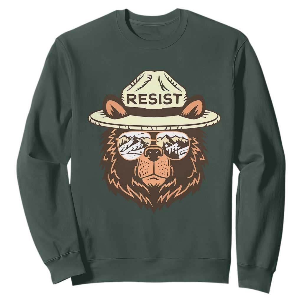 Resist Bear Retro Vintage Sweatshirt TS02 Dark Forest Green Print Your Wear