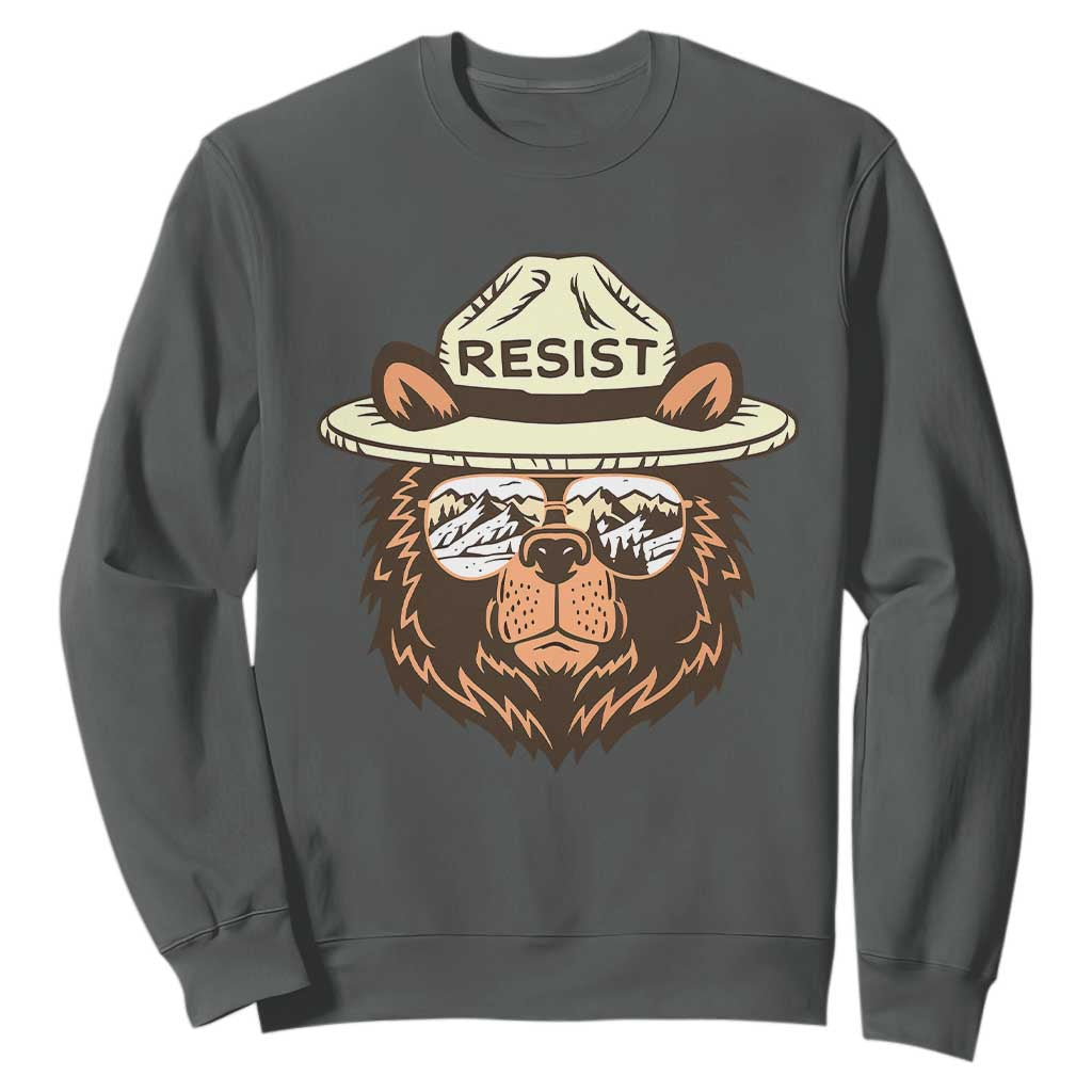Resist Bear Retro Vintage Sweatshirt TS02 Dark Heather Print Your Wear