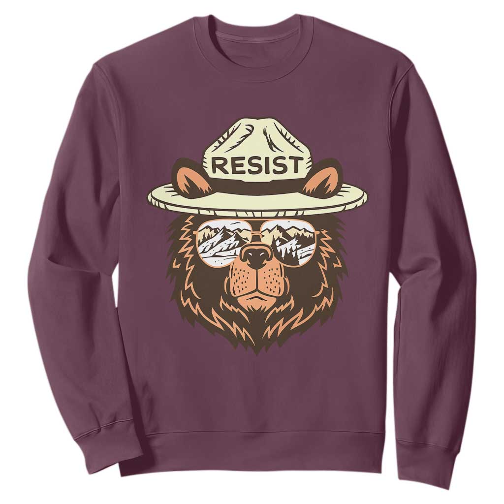 Resist Bear Retro Vintage Sweatshirt TS02 Maroon Print Your Wear